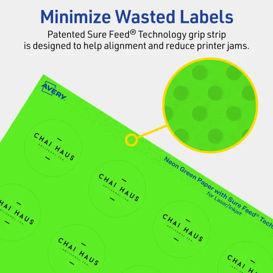 Avery Neon Green Paper Labels, 1.5" Diameter Round {4}