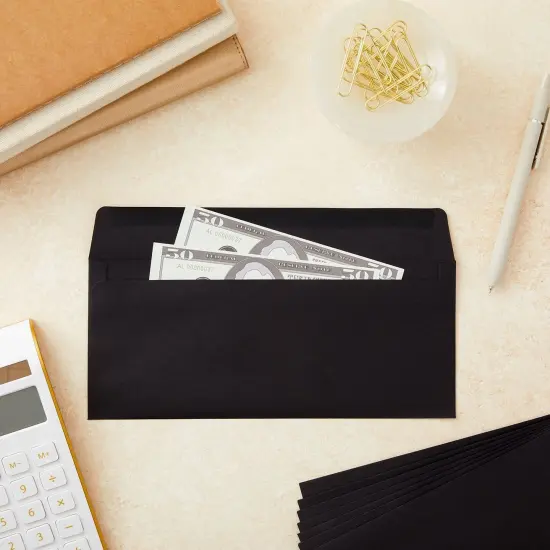 100 Pack #10 Black Envelopes with Square Flap for Mailing Letters, Invitations (9.5 x 4.13 x 0.01 inches) {3}