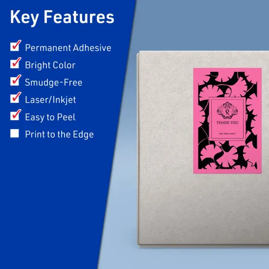 Avery Bright Pink Paper Labels, 5.5" x 8.5" Rectangle {2}