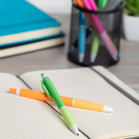 Simply Genius 100 Pack Office Pens, Retractable Ballpoint Pens in Black Ink, Ideal for Schools, Notebooks, Journals (Assorted Colors, 100pcs) Multicolor {5}