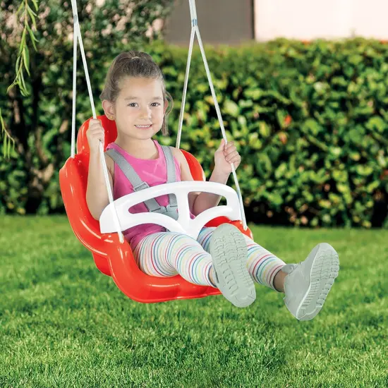 Dolu: Smart Swing - Red & White - Harness & Control Arm, Multiple Configurations, Indoor & Outdoor, Safety Lock, 120lb Max Cap, Toddlers & Kids Age 1+ {3}