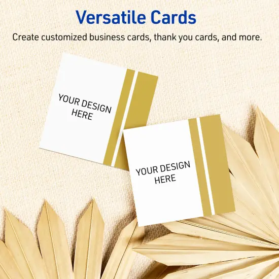 Avery Printable Square Cards, Gold Double-Dipped Edge, 2" x 2", Matte White Square Cards, Laser/Inkjet, 120ct, Great for Business Cards {6}