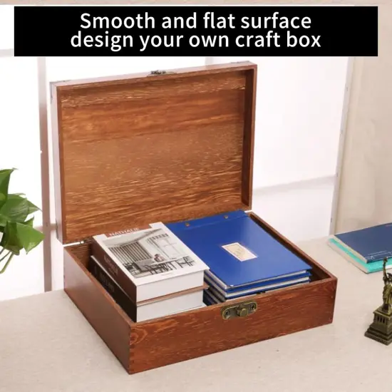 4 Pack Unfinished Wood Boxes, 7.2 Inch Unpainted Wooden Box with Hinged Lid, Small Plain Pine Wood Storage Boxes {5}