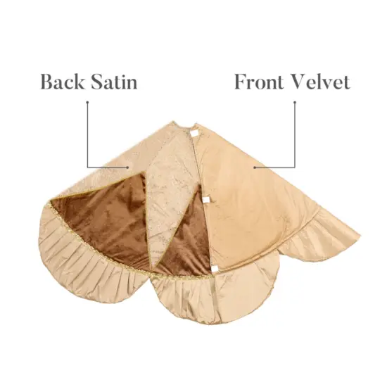 Luxury Gold Scalloped Christmas Tree Skirt, 48-Inch Holiday Tree Base Cover with Sequins and Pleated Trim {3}