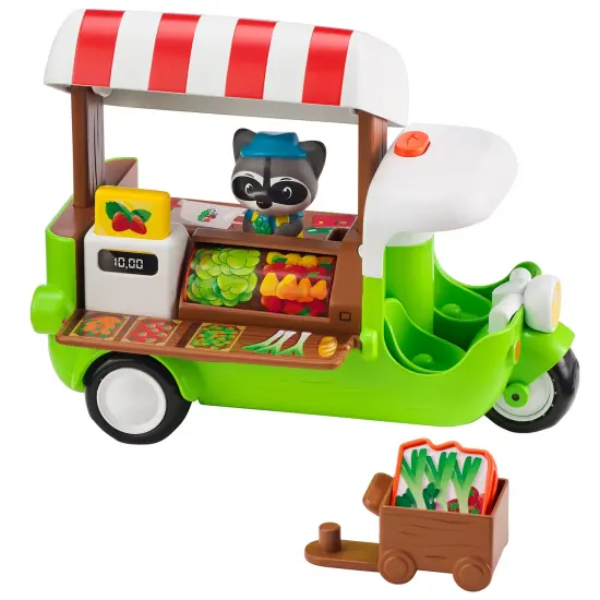 Timber Tots: Food Truck - 6pc Mobile Vehicle Shop & Character Playset, Racoon Animal Figurine, Adjustable Pop-Up Roof, Nature Toy, Kids-Toddlers 18Mo+ {3}