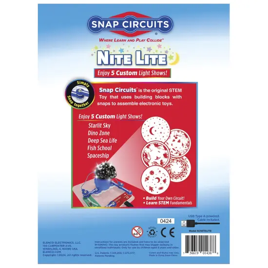 Snap Circuits: Nite Lite - Build Own Night Light Kit, 5 Light Projection Shows, Electronics Exploration, STEM Educational Toy, SCNITELITE, Kids Age 5+ {4}