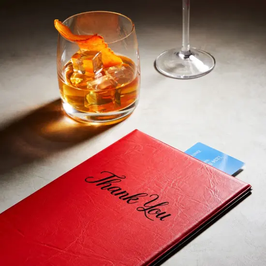 10 Pack Thank You Check Presenters for Restaurants, Red Guest Check Book for Server, Waiter, Waitress, Diners (1 Card Slot, 10.5 x 5.5 In) {2}