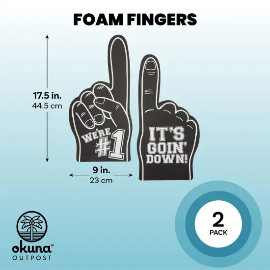 2 Pack Foam Finger #1, It's Goin' Down, Sports Party Favors, Outdoor Essentials, Black (9 x 17.5 in) {3}