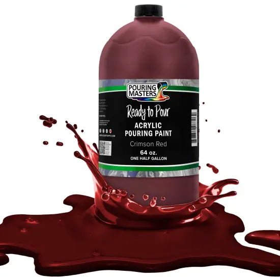 Pouring Masters Crimson Red Ready to Pour Acrylic Pouring Paint - Premium 64-Ounce Pre-Mixed Fluid Acrylic Paint - Fluid Art Supplies for Canvas, Wood, Paper, Tile & Rocks {1}