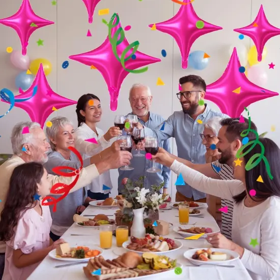 15Pcs Rose Red Star Foil Balloon (Rose Red) {6}