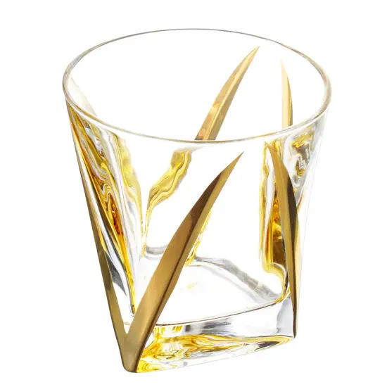 Simplistic Crystal Decanter with 6 Cups Set Gold {3}