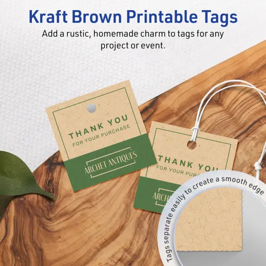 1-1/2" x 1-1/2" Square, Kraft Brown Printable Tags {2}
