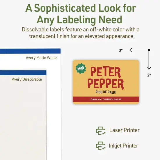 Avery Dissolvable Labels, 2" x 3" Rectangle {4}