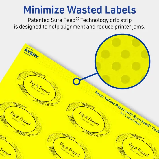 Avery Neon Yellow Paper Labels, 1.5" x 2.5" Oval {4}