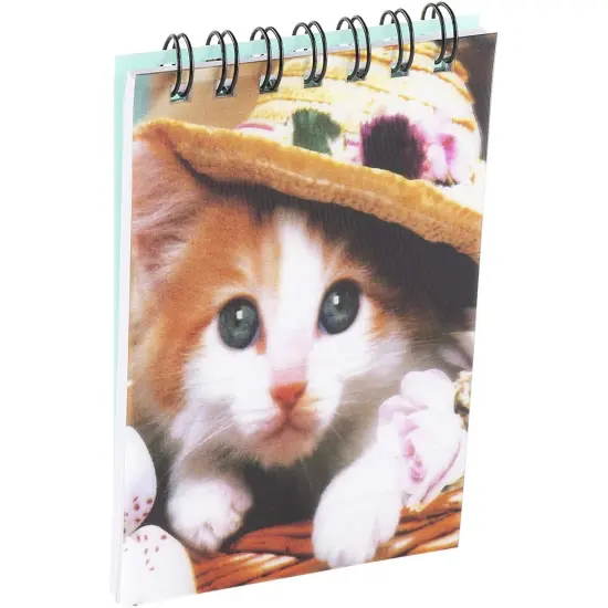 Juvale Cute Cat Mini Notebook, Spiral-Bound Notepad, Kitten Party Supplies (55 Sheets, 24 Pack) Multicolor {7}