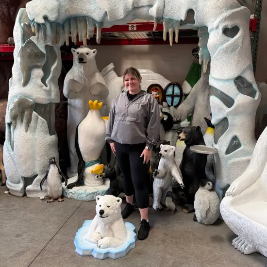 Peeking Baby Polar Bear Cub Statue {3}