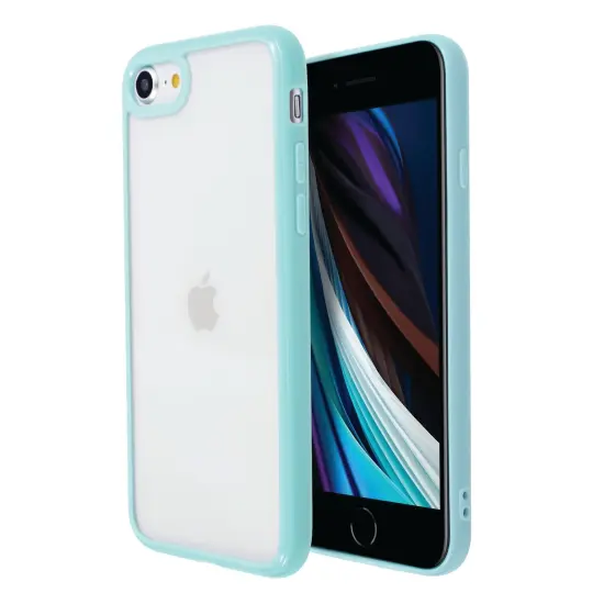 Crystal Clear Case For iPhone SE 2020 (2nd Gen), Color Raised Edge Ultra Thin Slim Shell Protective Cover Blue Bumper, by Insten {1}