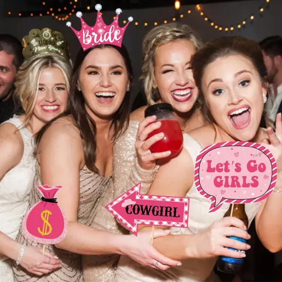 25 Pcs Valentine's Day Bachelorette Photo Booth Props, Funny Cowgirls Bride's Last Ride Selfie Photobooth Props, Creative Party Decoration Supplies {5}