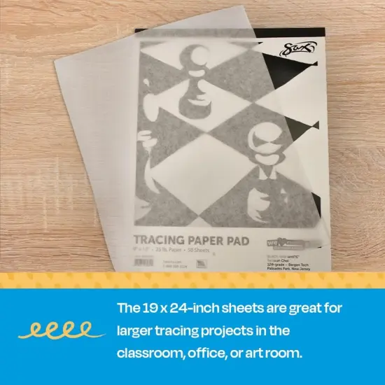 Sax Tracing Paper Pad, 25 lbs, 19 x 24 Inches, White, 50 Sheets {6}