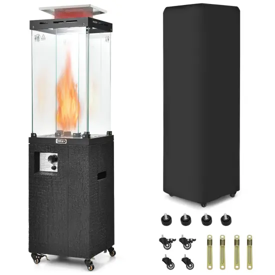 Propane Patio Heater with 41,000 BTU, Wheels and Waterproof Cover Black {7}