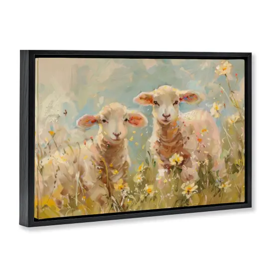 Stupell Industries Spring Lambs in Meadow Floating Frame, design by LSR Design Studio {3}
