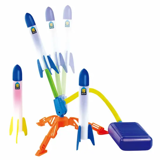 Nothing But Fun Toys: Light Up Jump Rockets - Air-Powered, 3 Illuminated Foam Rockets, Stomp Launch, Soars Over 30', Outdoor Play, Adults & Kids 3+ {3}