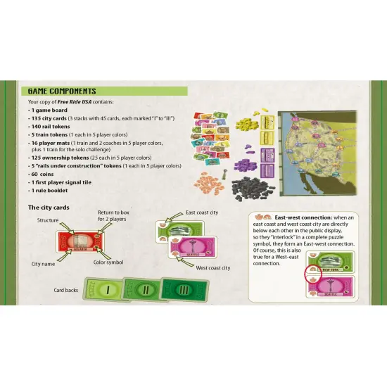 Rio Grande Games: Free Ride USA - Railroad Development Strategy Board Game, 1950s America Themed Train Game, Connect Cities, Ages 14+, 1-5 Players {7}