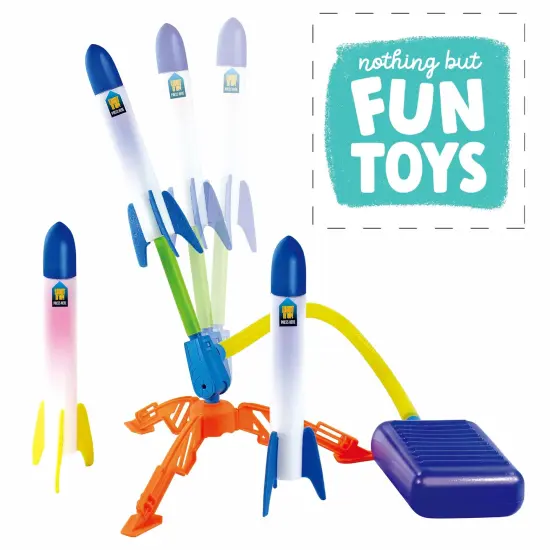 Nothing But Fun Toys: Light Up Jump Rockets - Air-Powered, 3 Illuminated Foam Rockets, Stomp Launch, Soars Over 30', Outdoor Play, Adults & Kids 3+ {7}