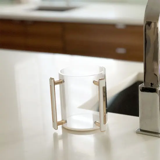 Lucite Clear Wash Cup with Gold Designed Handles {5}