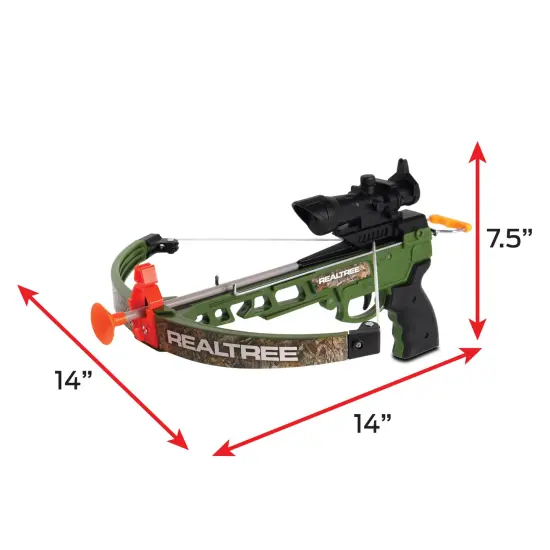 RealTree: Toy Pistol Crossbow Set - 14" - Green-Camo - 3 Suction-Tipped Arrows, Target, LED Scope, Ergonomic Grip, Shoots Up to 40', Archery, Kids 8+ {5}