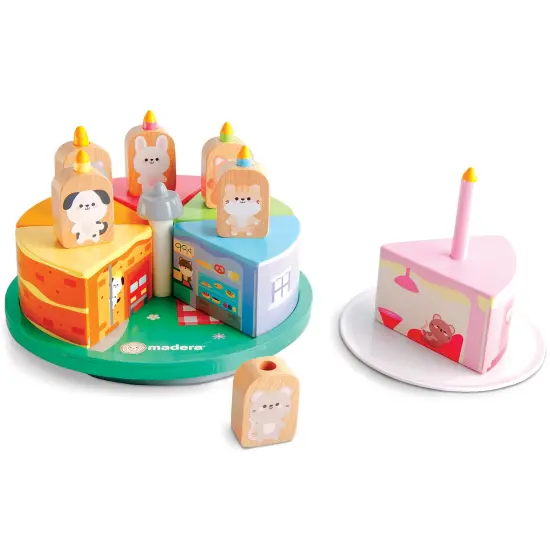 Madera Wood: Cakeville Playset - Activity Scene & Animal Figures, Surprise-Filled Cake Slices, Transformative Characters, Kids-Toddlers Ages 3+ {7}