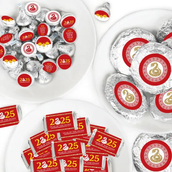 Big Dot of Happiness 2025 Year of the Snake - Lunar New Year Candy Favor Sticker Kit - 304 Pieces {1}