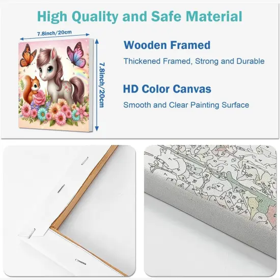 8X8inch - 4 Pack Animals Paint by Numbers Kit for Kids with Frame {2}