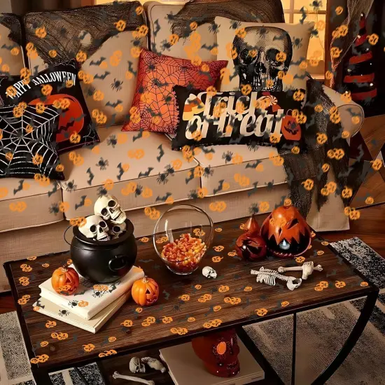 100Pcs Halloween Confetti Decorations,Halloween Party Table Scatter Confetti Sprinkles Orange Pumpkin Black Spider Bat Confetti for Halloween Party Supplies Trick or Treat Tabel Decor {5}