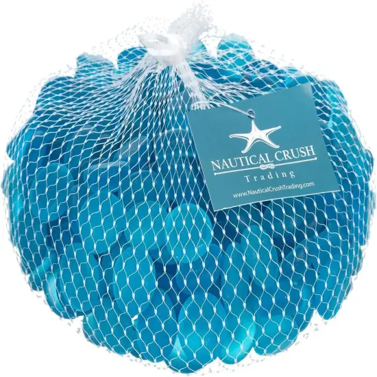 Flat Marbles Vase Filler - 3 Lb (315 pcs) Aqua Glass Pebbles for Vases - Clear Glass Stones for Vases - Flat Glass Marble for craft and Home d&eacute;cor - Aquarium Glass Marble filler {3}