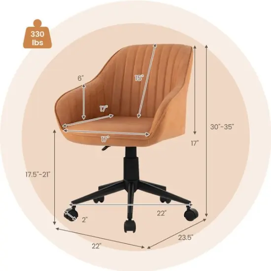 Modern Home Office Chair with Curved Backrest and Comfortable Armrests-Brown {6}
