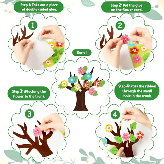 Spring Tree Activity Craft Kit, Make Your Spring Tree Hanging Ornaments, Springtime Flowers Leaves Trees DIY Party Decoration for Kids, Fun Activities Stickers Game for Home Classroom Preschool {3}