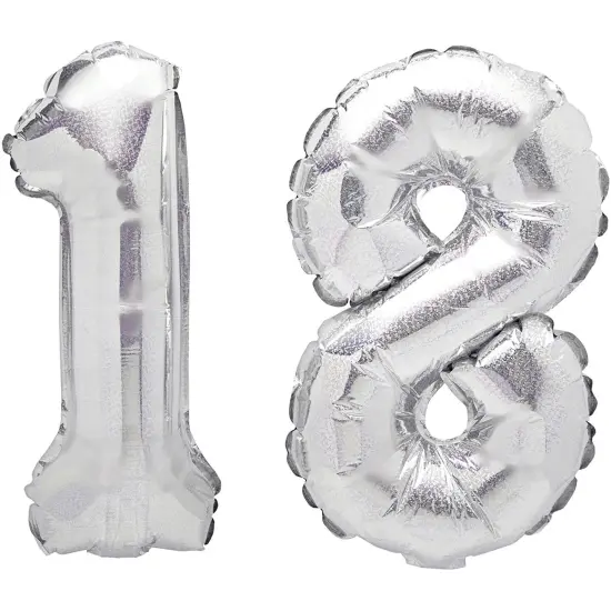 4 Pcs Silver 18th Birthday Balloons with Champagne Glass Foil Balloon for Party Decorations, Hello 18 {3}