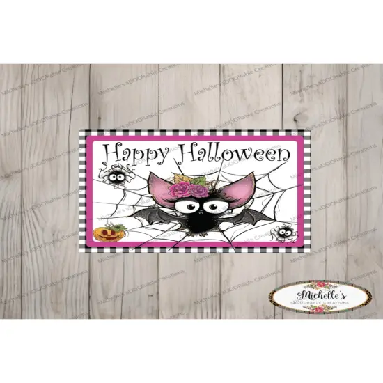 10" Waterproof Happy Halloween Bat Sign {4}
