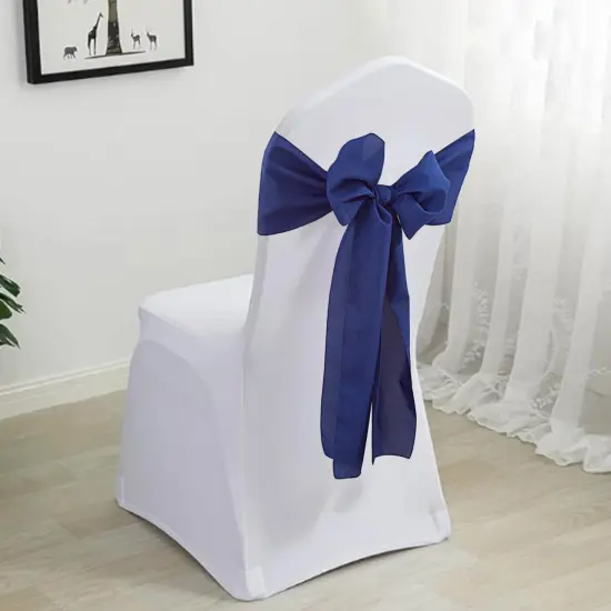 10 Pieces Navy Blue Polyester Chair Sashes 8"x108", Elegant Event Styling {2}