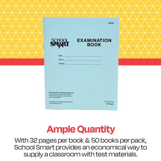 School Smart Examination Blue Books, 7 x 8-1/2 Inches, 32 Pages, Pack of 50 {6}