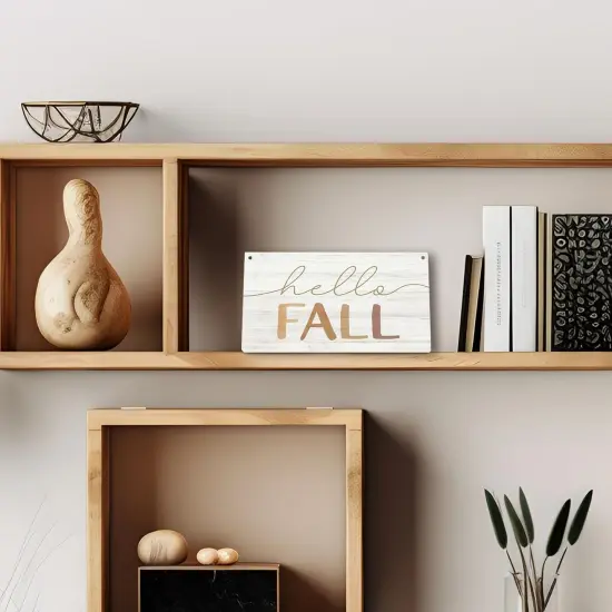 Hello Fall Printed Wood Plaque Sign(brown) {3}