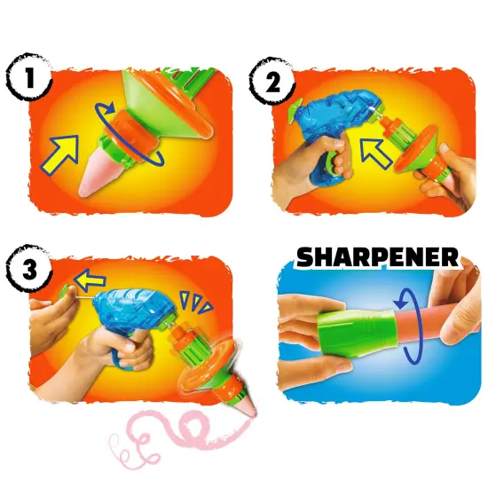 Lanard Chalkie: Chalk Top - Spinning Chalk Scribbler, Rip Cord Launcher, 2 Sticks & Sharpener, Draws Crazy Patterns, Outdoor Art Play Toy, Kids Age 3+ {4}