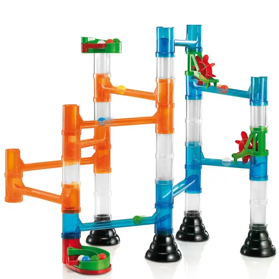 Quercetti: Migoga Run - Transparent &ndash; 45pc Marble Ball Run, Track Building Toy, Spinning Wheels-Gates-Pipes, Colorful STEM Construction Set, Kids 5+ {3}