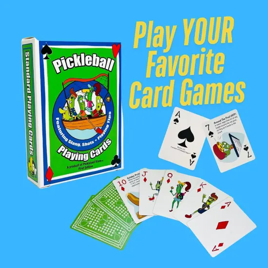 Pickleball Slam: Playing Cards - Classic Deck Featuring Slang, Shots & Playing Tips, 52 Standard Cards For Various Games, Fun Cartoon Illustrations {5}