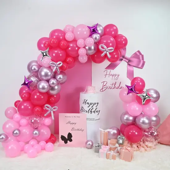Hot Pink Balloons Garland Arch Kit (Hot Pink - Star) {5}