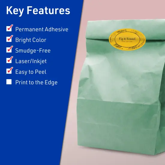 Avery Bright Yellow Paper Labels, 1.5" x 2.5" Oval {2}