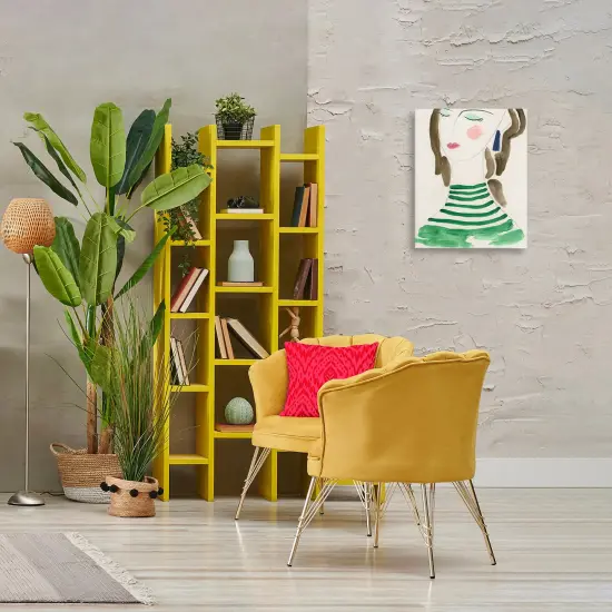 Stupell Industries Woman in Green Stripes Canvas Wall Art Design by June Erica Vess  {2}