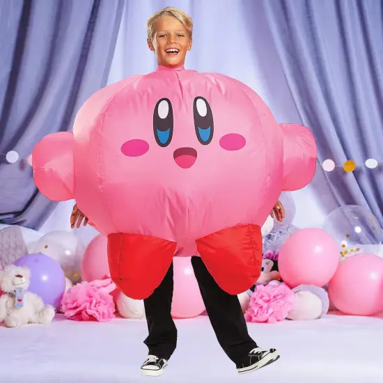 Kids Kirby Inflatable Costume with Built In Fan for Dress Up Fun {2}