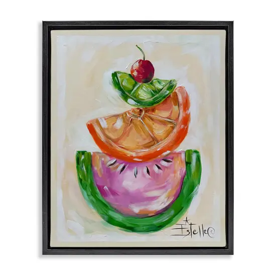 Stupell Industries Stacked Fruit Slices Floater Framed Canvas Wall Art Design by Estelle Grengs {1}